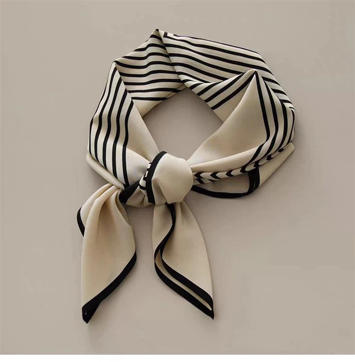 Bepoke Striped Pattern Double Side Print Silk Scarf For Lady