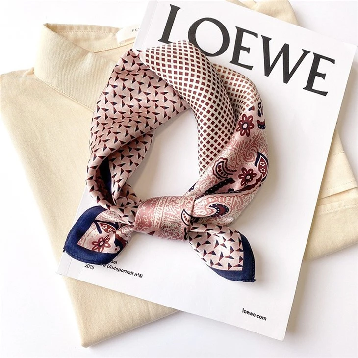 Custom Ins Silk Scarf Small Square Scarf Female Spring And Autumn Thin Section Mulberry Silk