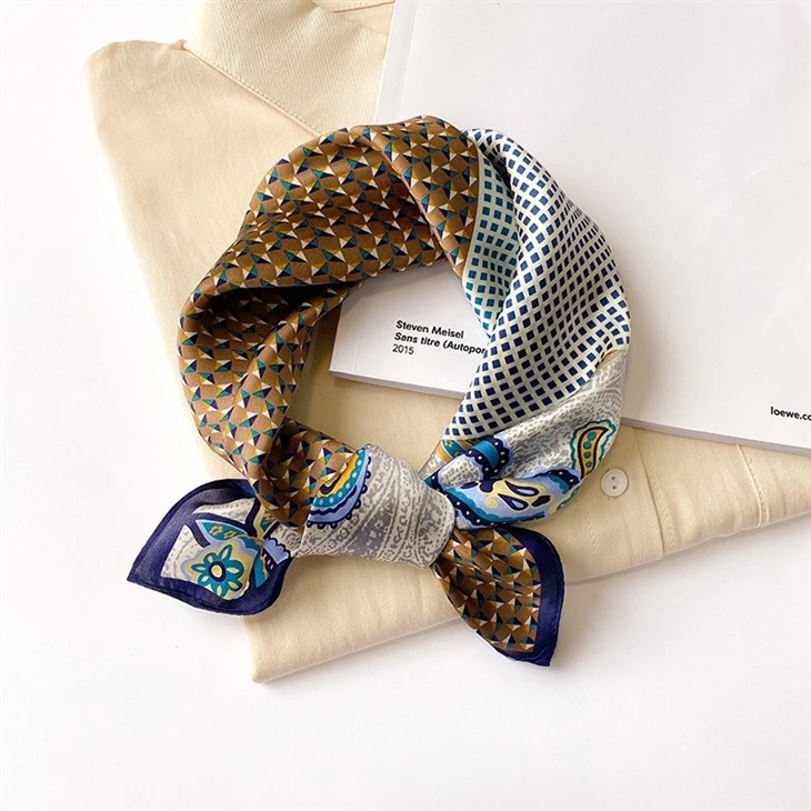 Custom Ins Silk Scarf Small Square Scarf Female Spring And Autumn Thin Section Mulberry Silk